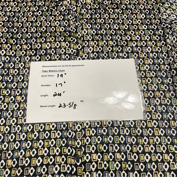 Express 100% Silk Blouse Women’s Medium Geometric Print Button Down Long Sleeve - Picture 9 of 11
